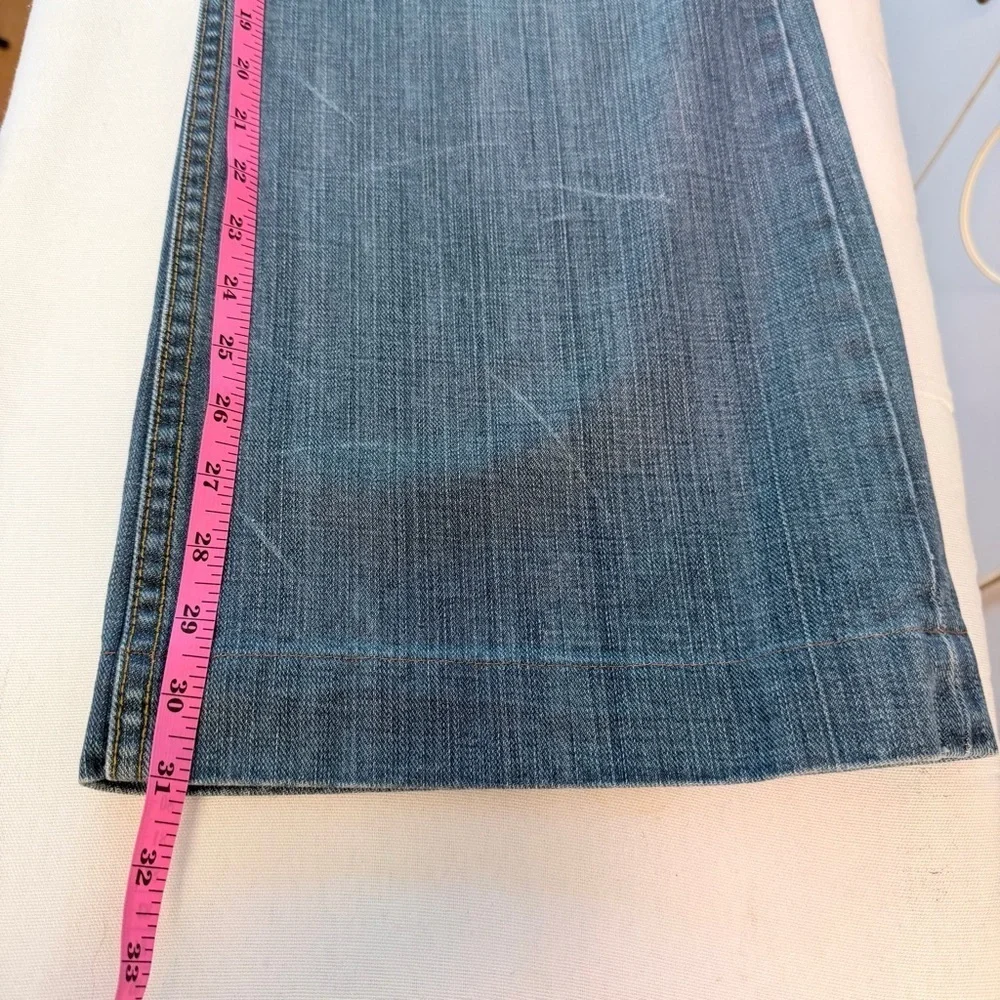 Banana Republic Trouser Jean Low Rise Distressed Medium Wsh Wide Leg Flare 14